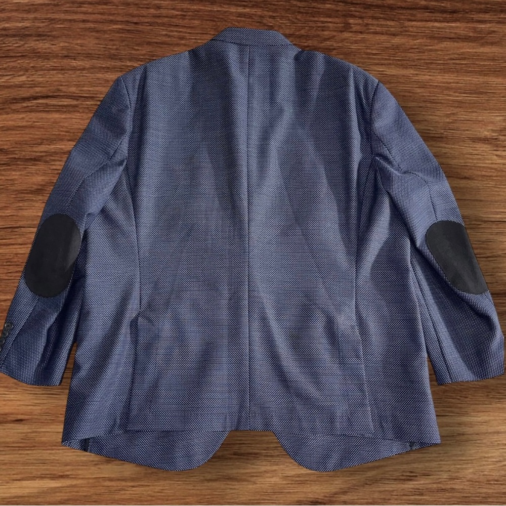 Hugo Boss | Men’s Navy Blue Virgin Wool Jaye Elbow Patch Sport Coat Blazer ~ 54R - Picture 4 of 13